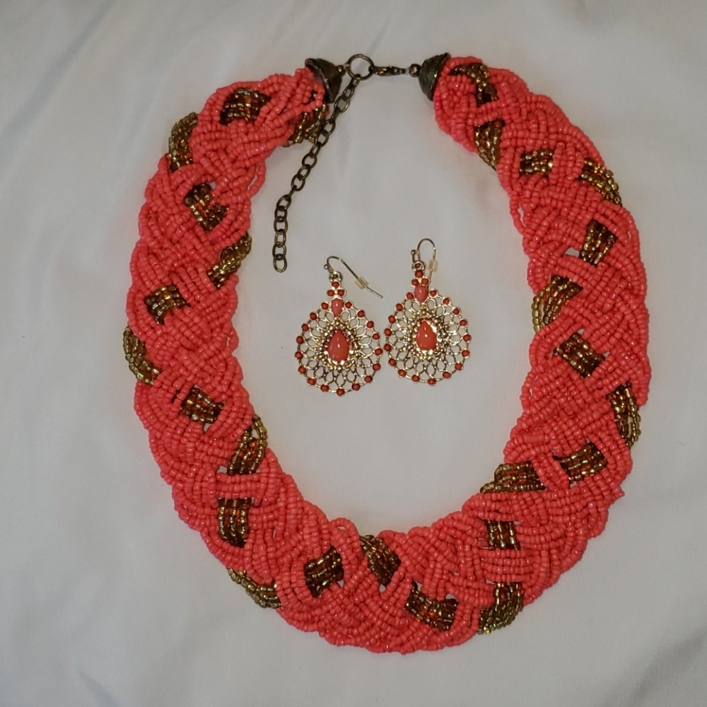 Beaded Necklace and Earrings